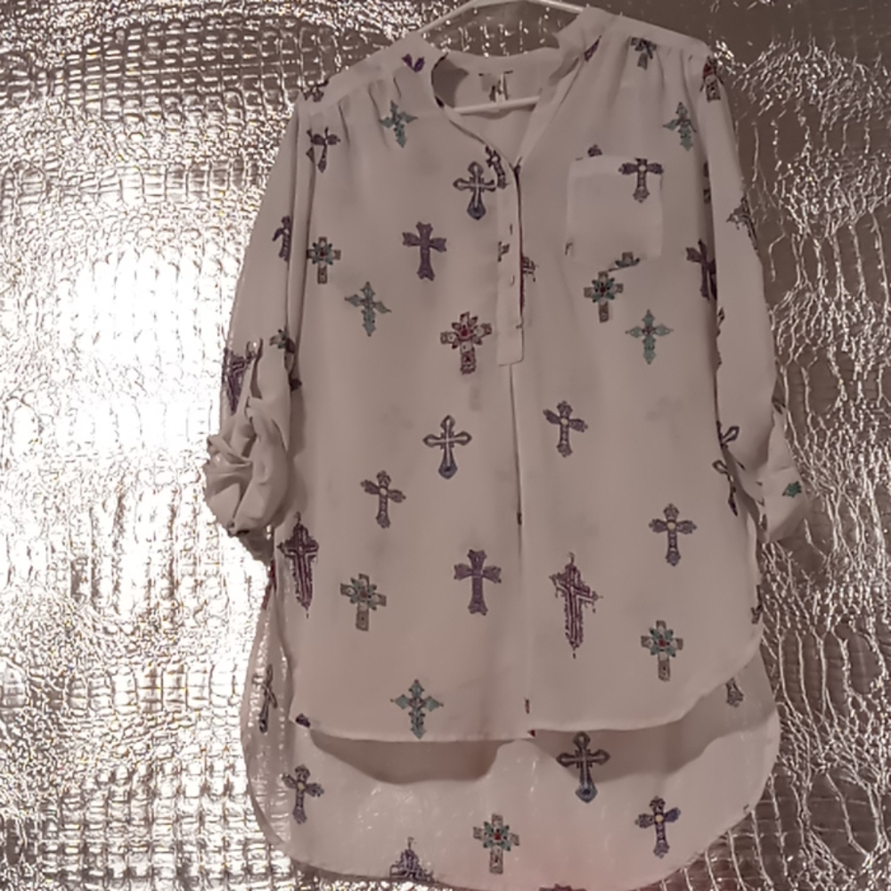 Sheer Cross patterned blouse